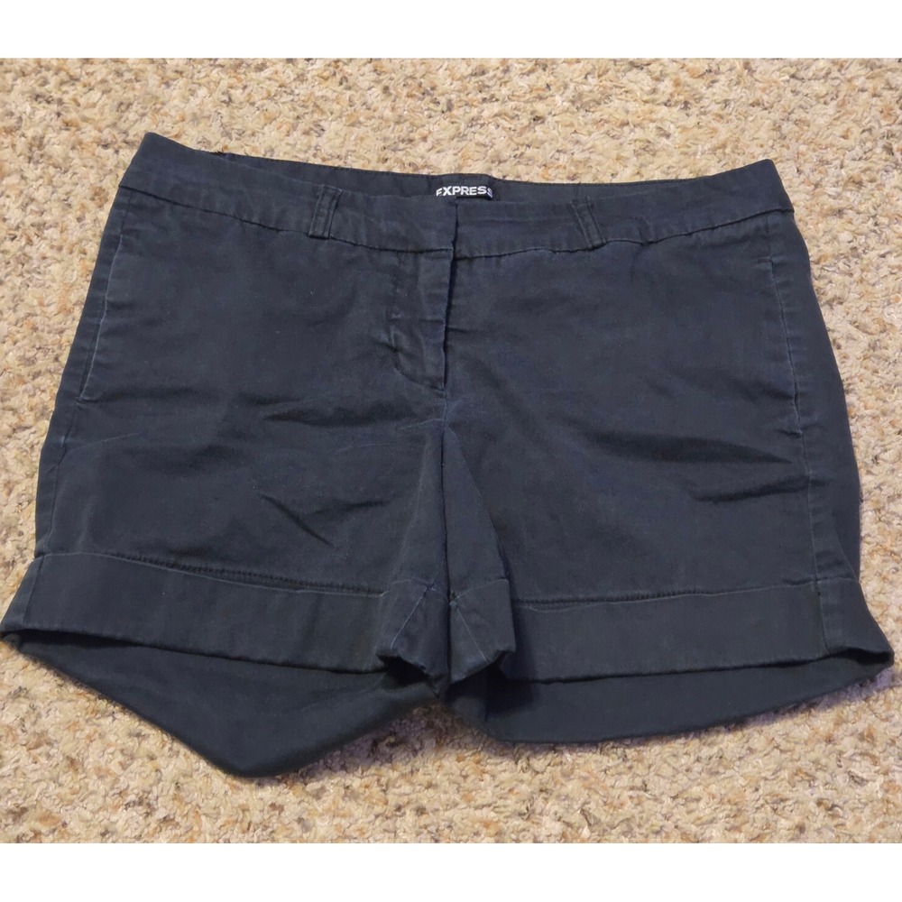 Express Cuffed Chino Khaki Shorts Women's Size 8 Black‎
